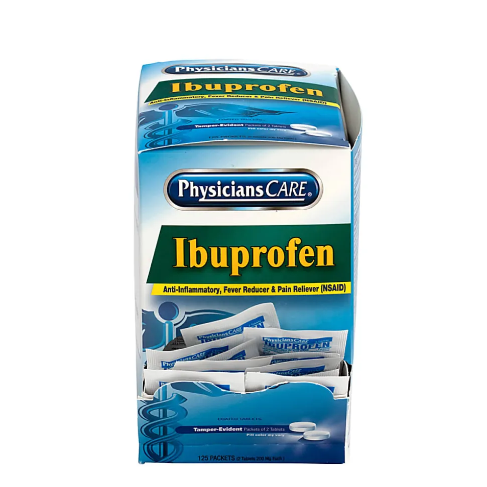 PhysiciansCare Ibuprofen Single Dose Packets, 2 Tablets Per Box, Box of 125 Packets