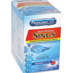PhysiciansCare Sinus Decongestant Congestion Medication, 1 Tablet Per Packet, Box Of 50