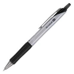 Pilot Acroball Pro Retractable Pens, Medium Point, 1.0 mm, Silver Barrel, Black Ink, Pack Of 12 Pens