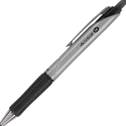 Pilot Acroball Pro Retractable Pens, Medium Point, 1.0 mm, Silver Barrel, Black Ink, Pack Of 12 Pens
