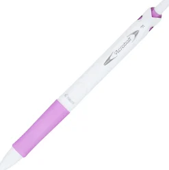 Pilot Acroball PureWhite Ball Point Pen, Fine Point, 0.7 mm, White/Purple Barrel, Black Ink