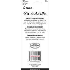 Pilot Acroball Pure White Ball Point Pens, Fine Point, 0.7mm, White Barrels, Black Ink, Pack Of 3 Pens