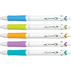 Pilot® Acroball Retractable Pens, Fine Point, 0.7 mm, White Barrel, Black Ink, Pack Of 5 Pens
