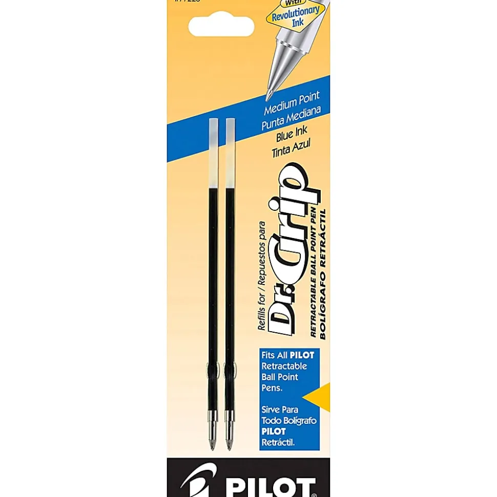 Pilot® Ballpoint Pen Refills, Fits Dr. Grip & All Pilot® Retractable Ballpoint Pens, Medium Point, 1.0 mm, Blue, Pack Of 2