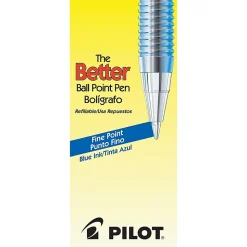 Pilot® Better™ Ballpoint Pens, Fine Point, 0.7 mm, Blue Barrel, Blue Ink, Pack Of 12