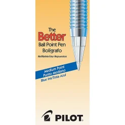 Pilot® Better™ Ballpoint Pens, Medium Point, 1.0 mm, Blue Barrel, Blue Ink, Pack Of 12