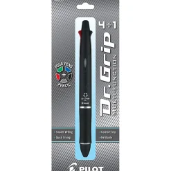Pilot® Dr. Grip 4+1 Multifunction Ballpoint Pen And Pencil, Fine Point, 0.7 mm, Black Barrel, Assorted Color Ink