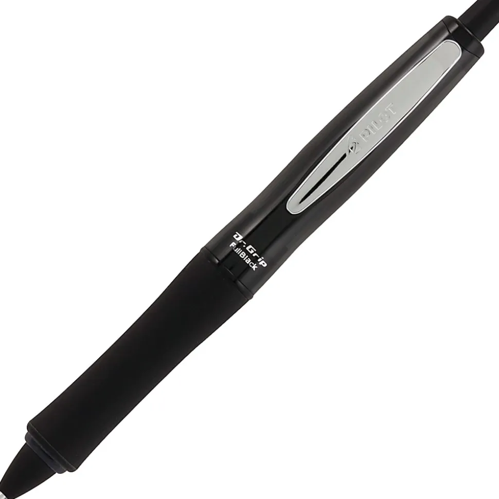 Pilot® Dr. Grip™ Retractable Ballpoint Pen, Medium Point, 1.0 mm, Black Barrel, Black Ink