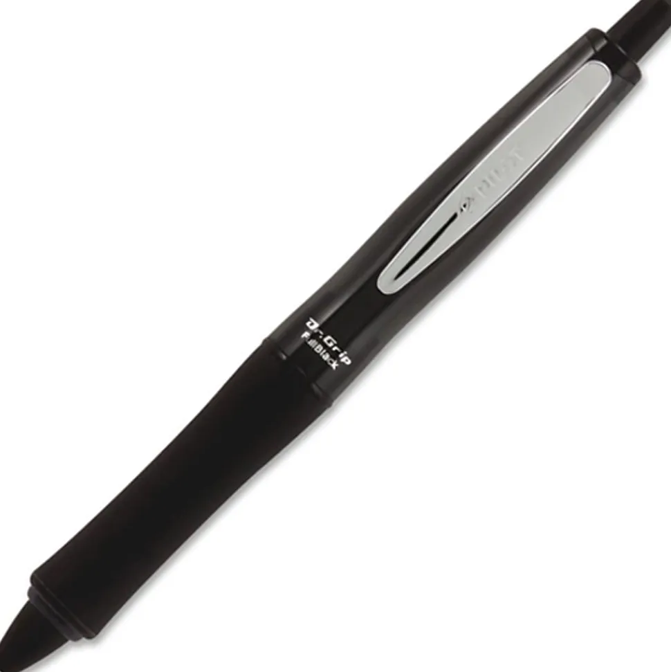 Pilot® Dr. Grip™ Retractable Ballpoint Pen, Medium Point, 1.0 mm, Black Barrel, Black Ink