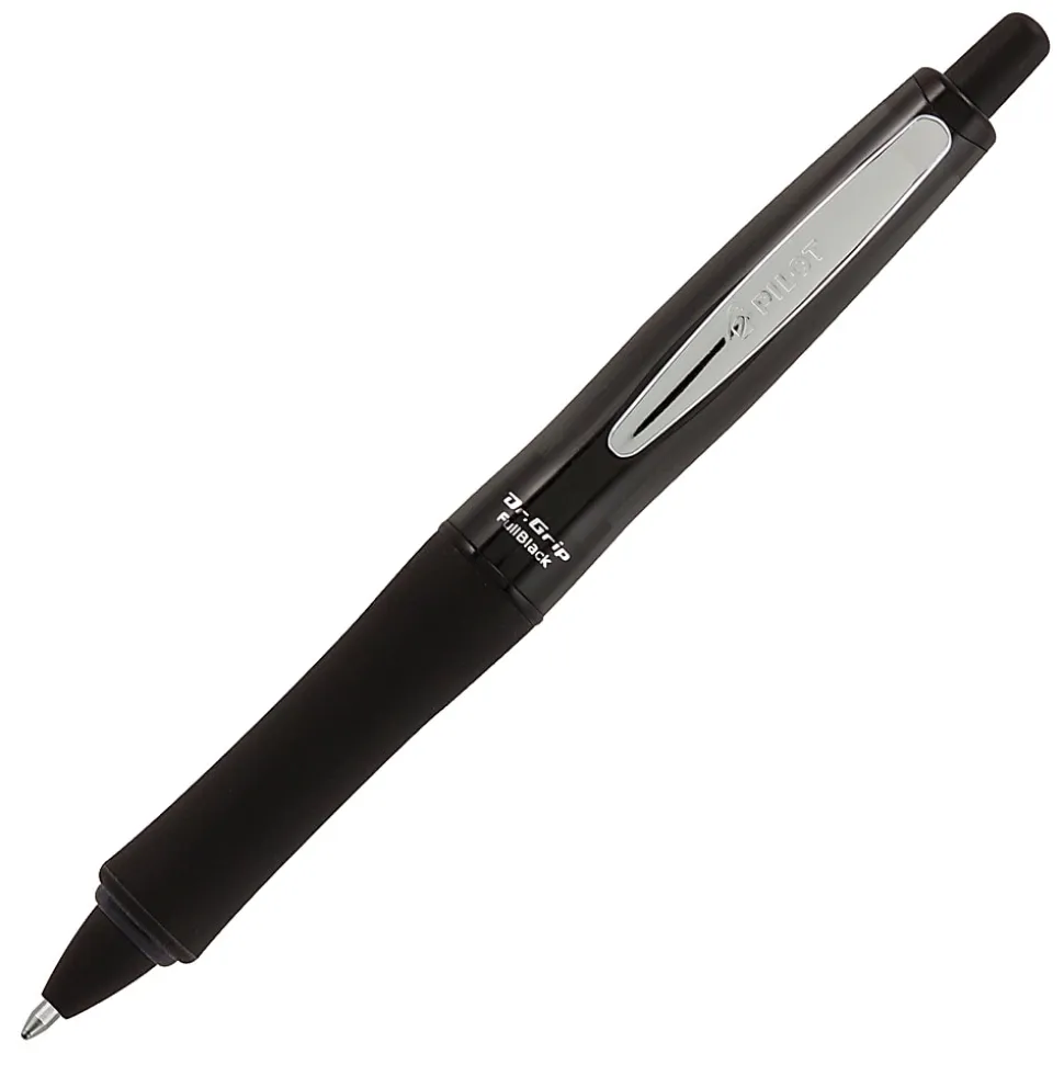 Pilot® Dr. Grip™ Retractable Ballpoint Pen, Medium Point, 1.0 mm, Black Barrel, Black Ink