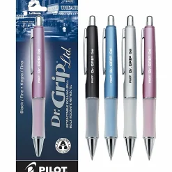 Pilot® Dr. Grip Retractable Gel Rollerball Pen, Fine Point, 0.7 mm, Assorted Barrel, Black Ink