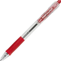 Pilot® EasyTouch® Retractable Ballpoint Pens, Fine Point, 0.7 mm, Clear Barrels, Red Ink, Pack Of 12