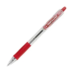 Pilot® EasyTouch® Retractable Ballpoint Pens, Fine Point, 0.7 mm, Clear Barrels, Red Ink, Pack Of 12