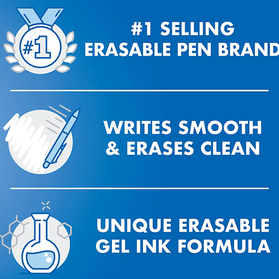 Pilot® FriXion® Ball Clicker Erasable Retractable Gel Pens, Pack of 3, Bold Point, 1.0 mm, Black Barrels, Black Ink