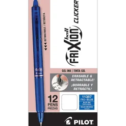 Pilot® FriXion® Ball Clicker Erasable Retractable Gel Pens, Pack of 12, Bold Point, 1.0 mm, Blue Barrel, Blue Ink