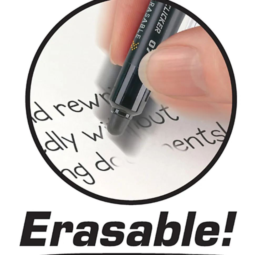 Pilot® FriXion® Ball Clicker Erasable Retractable Gel Pens, Pack of 12, Fine Point, 0.7 mm, Purple Barrel, Purple Ink