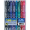 Pilot® FriXion® Ball Clicker Erasable Retractable Gel Pens, Pack of 8, Fine Point, 0.7 mm, Assorted Barrel Colors, Assorted Ink Colors