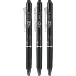 Pilot® FriXion® Ball Clicker Erasable Retractable Gel Pens, Pack of 3, Fine Point, 0.7 mm, Black Barrels, Black Ink