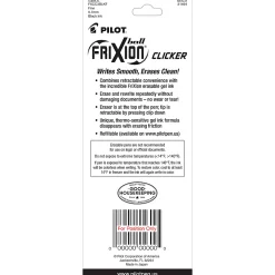 Pilot® FriXion® Ball Clicker Erasable Retractable Gel Pens, Pack of 3, Fine Point, 0.7 mm, Black Barrels, Black Ink