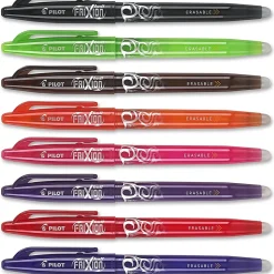 Pilot® FriXion® Ball Erasable Gel Pens, Pack of 8, Fine Point, 0.7 mm, Assorted Ink Colors
