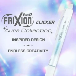Pilot FriXion Clicker Aura Retractable Erasable Gel Ink Pens, Fine Point, 0.7mm, White Barrel, Assorted Ink, Pack of 3 Pens