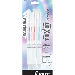 Pilot FriXion Clicker Aura Retractable Erasable Gel Ink Pens, Fine Point, 0.7mm, White Barrel, Assorted Ink, Pack of 3 Pens