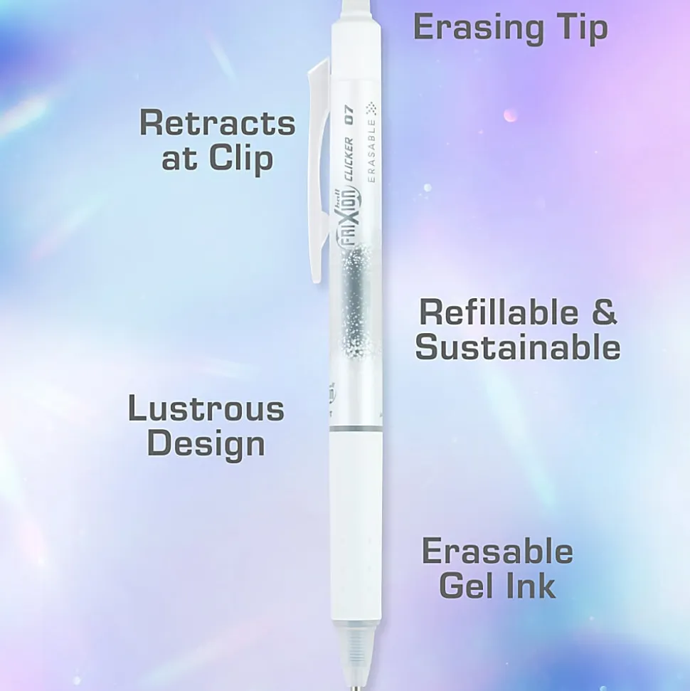 Pilot FriXion Clicker Aura Retractable Erasable Gel Ink Pens, Fine Point, 0.7mm, Assorted Ink, Pack of 3 Pens