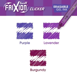 Pilot FriXion Clicker Vibe Retractable Erasable Gel Ink Pens, Fine Point, 0.7mm, Assorted Barrels, Assorted Ink, Pack of 3 Pens, 22550