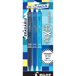 Pilot FriXion Clicker Vibe Retractable Erasable Gel Ink Pens, Fine Point, 0.7mm, Assorted Barrels, Assorted Ink, Pack of 3 Pens, 22544