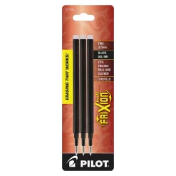 Pilot® FriXion Erasable Gel Pen Refills, Fine Point, 0.7 mm, Black Ink, Pack Of 3