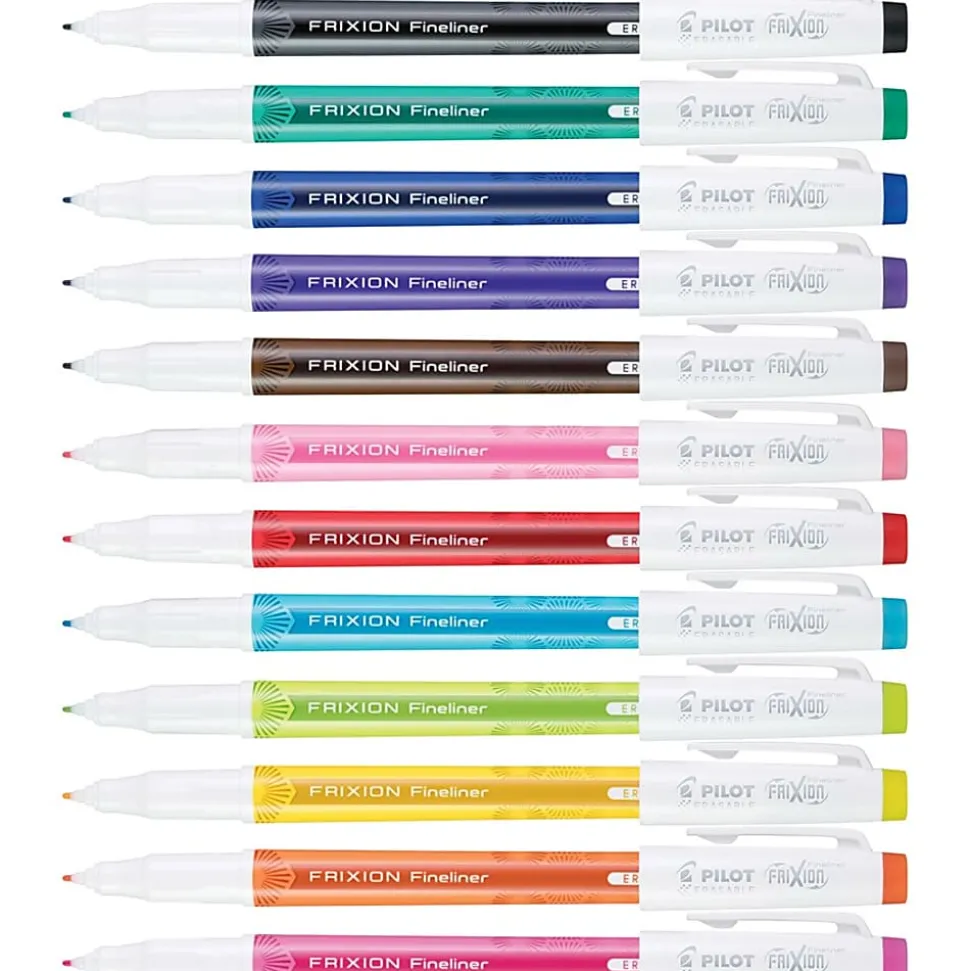 Pilot FriXion Fineliner Erasable Marker Pens 0.6 mm Fine Pen Point Gel based 12 / Set