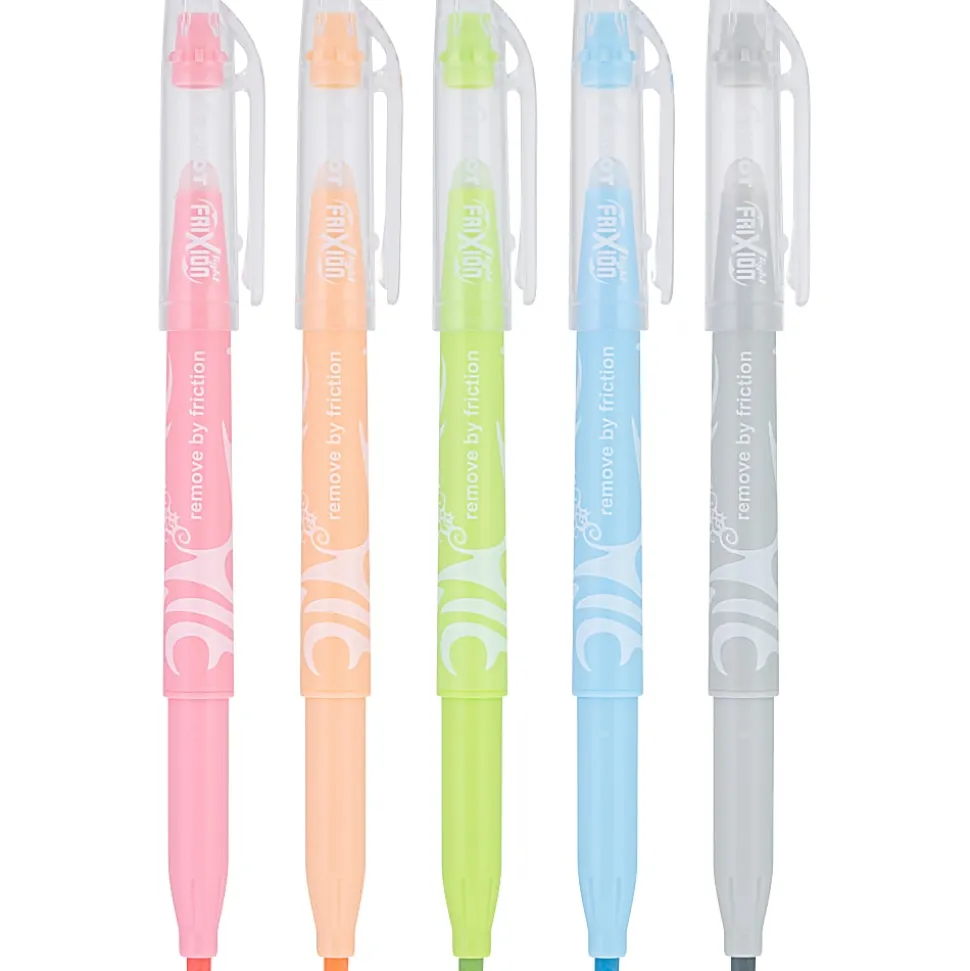 Pilot® FriXion® Light Pastel Erasable Highlighters, Pack of 5, Chisel Tip, Assorted Colors, 15658