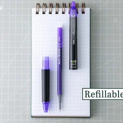 Pilot® FriXion® Synergy Clicker Erasable Retractable Gel Pen, Extra Fine Point, 0.5mm, Black Barrel, Purple Ink