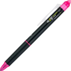 Pilot® FriXion® Synergy Clicker Erasable Retractable Gel Pen, Extra Fine Point, 0.5mm, Black Barrel, Pink Ink