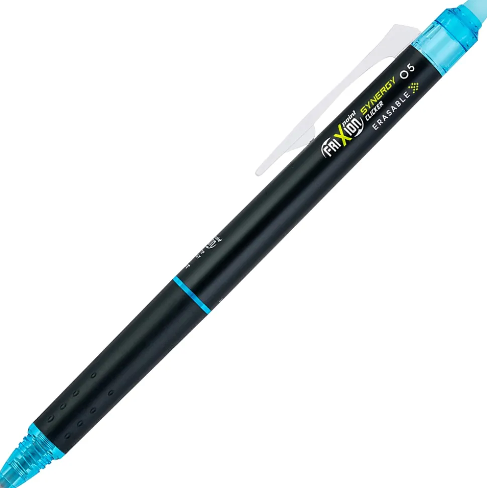 Pilot® FriXion® Synergy Clicker Erasable Retractable Gel Pen, Extra Fine Point, 0.5mm, Black Barrel, Turquoise Ink