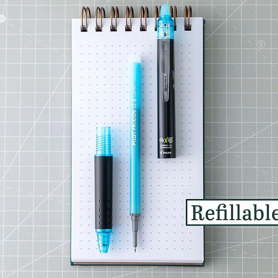 Pilot® FriXion® Synergy Clicker Erasable Retractable Gel Pen, Extra Fine Point, 0.5mm, Black Barrel, Turquoise Ink