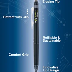 Pilot® FriXion® Synergy Clicker Erasable Retractable Gel Pens, Pack of 3, Extra-Fine Point, 0.5 mm, Black Barrel, Black Ink