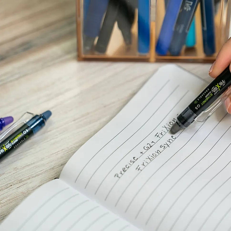 Pilot® FriXion® Synergy Clicker Erasable Retractable Gel Pens, Pack of 3, Extra-Fine Point, 0.5 mm, Black Barrel, Black Ink