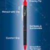 Pilot FriXion Synergy Clicker Retractable Erasable Gel Ink Pen, Extra Fine Point, 0.5mm, Black Barrel, Red Ink, Single Pen