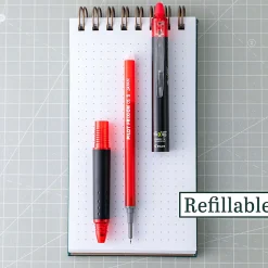 Pilot FriXion Synergy Clicker Retractable Erasable Gel Ink Pen, Extra Fine Point, 0.5mm, Black Barrel, Red Ink, Single Pen