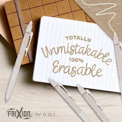 Pilot FriXion Waai Retractable Erasable Gel Ink Pens, Extra Fine Point, 0.5mm, Beige Barrels, Assorted Inks, Pack of 3 Pens, 22212