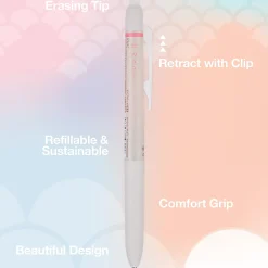 Pilot FriXion Waai Retractable Erasable Gel Ink Pen, Extra Fine Point, 0.5mm, Beige Barrel, Light Pink Ink, Single Pen