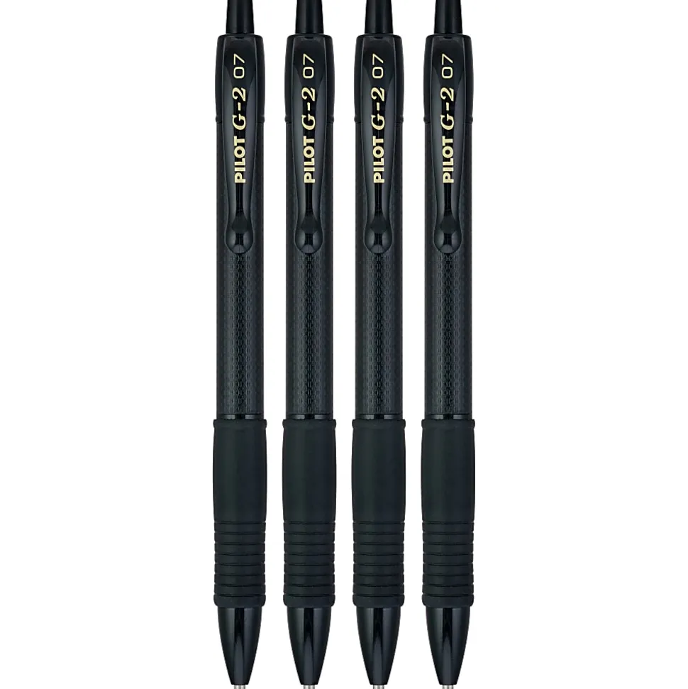 Pilot G2 Edge Gel Pens, Fine Point, 0.7 mm, Black Barrel, Black Ink, Pack Of 4 Pens
