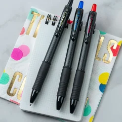 Pilot G2 Edge Gel Pens, Fine Point, 0.7mm, Black Barrel, Assorted Inks, Pack of 4 Pens
