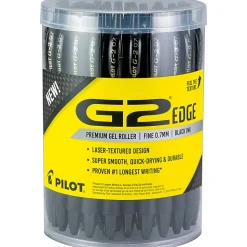 Pilot G2 Edge Gel Pens, Fine Point, 0.7mm, Black Barrel, Black Ink, Pack Of 36 Pens