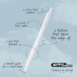 Pilot G2 Edge White Retractable Premium Gel Pen, Fine Point, 0.7mm, White Barrel, Black Ink, Single Pen