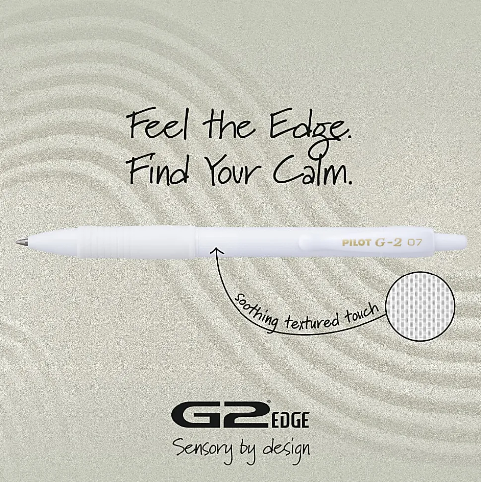 Pilot G2 Edge White Retractable Premium Gel Pen, Fine Point, 0.7mm, White Barrel, Black Ink, Single Pen
