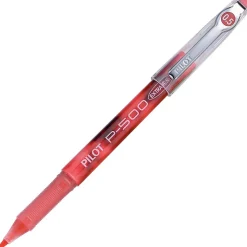 Pilot® Gel Ink Rollerball Pens, P-500, Extra-Fine Point, 0.5 mm, Red Barrel, Red Ink, Pack Of 12 Pens