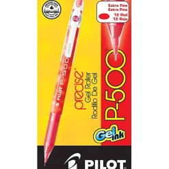 Pilot® Gel Ink Rollerball Pens, P-500, Extra-Fine Point, 0.5 mm, Red Barrel, Red Ink, Pack Of 12 Pens