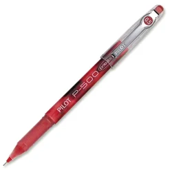 Pilot® Gel Ink Rollerball Pens, P-500, Extra-Fine Point, 0.5 mm, Red Barrel, Red Ink, Pack Of 12 Pens